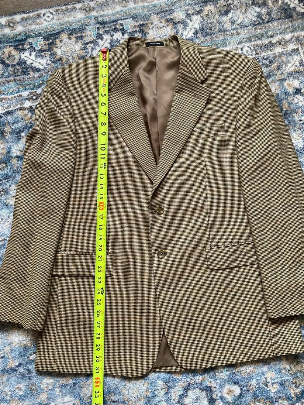 Lauren Ralph Lauren Vintage Silk Wool Houndstooth Blazer 42R